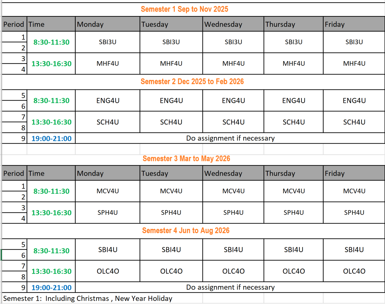 OSSD-Time-Table