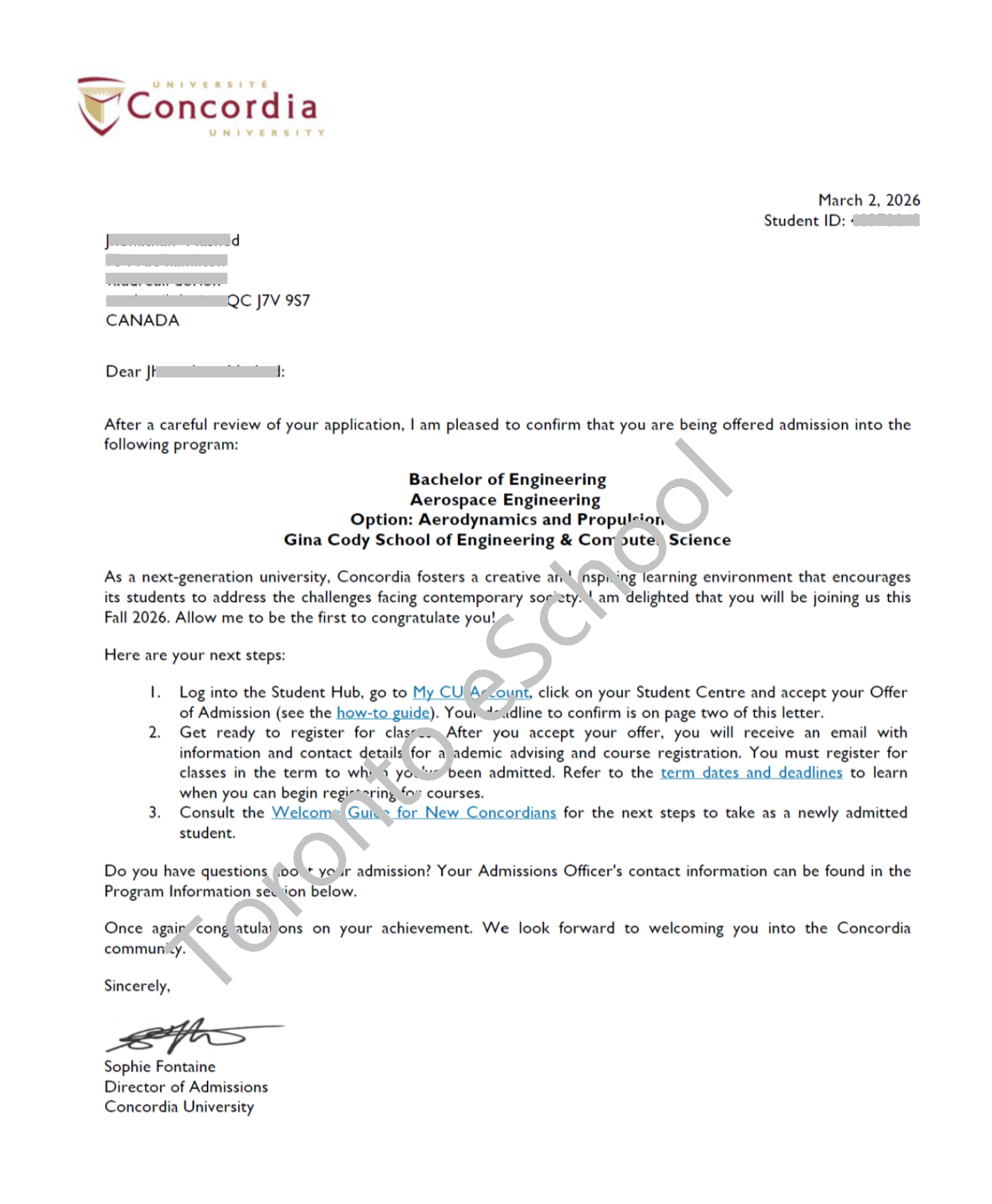 Concordia University Engineerin Offer1
