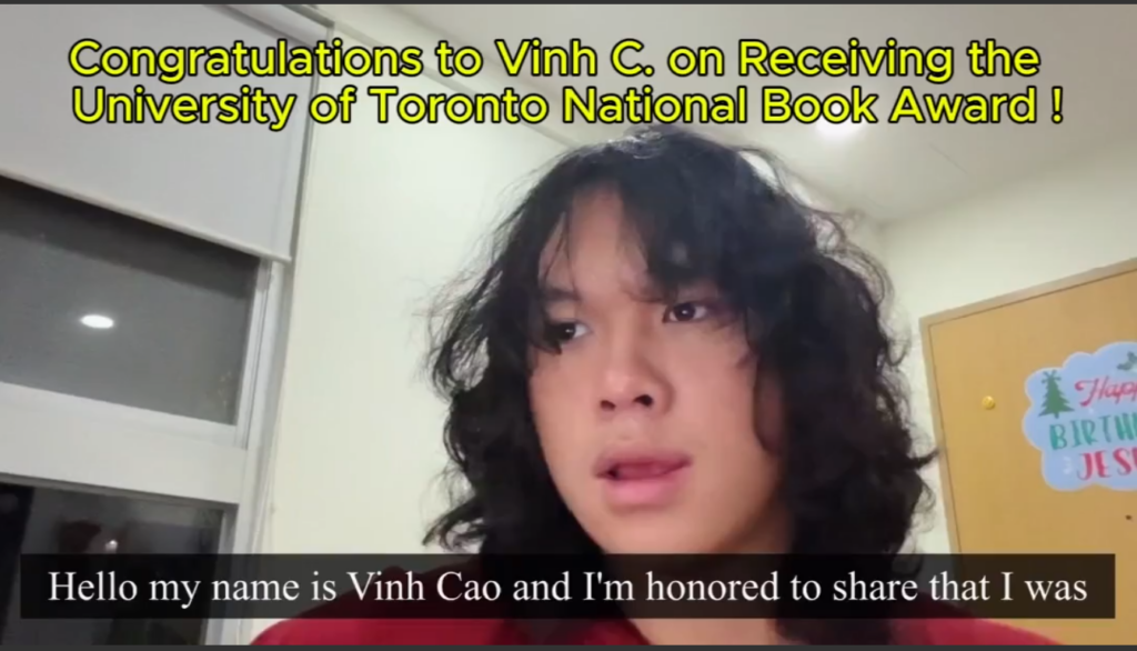 Congratulations to Vinh Cao on Receiving the UoT National Book Award